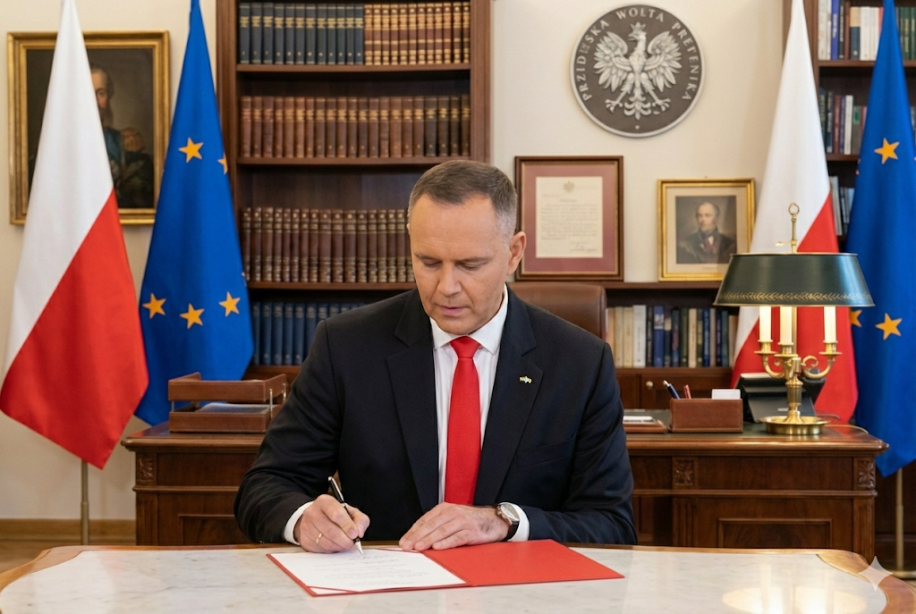 Karol Nawrocki podpisuje dokumenty